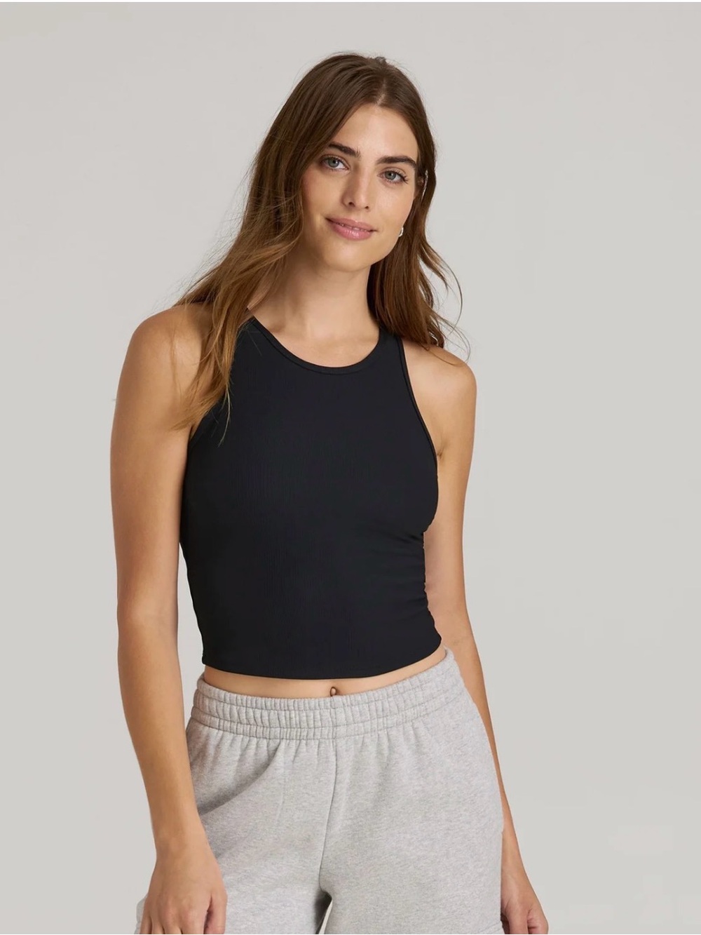 American Tall Women’s Cropped Ribbed Tank Top, NWT, Black, Size XS